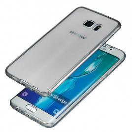 Husa de protectie fata + spate din TPU moale pentru Samsung Galaxy S6 Edge TPU 0.3 mm gri