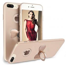 Husa telefon Iphone 8 Plus ofera protectie 3in1 Ultrasubtire Silk Gold Bow Ring
