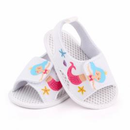 Sandalute albe pentru fetite - sirena (marime disponibila: 3-6 luni (marimea 18