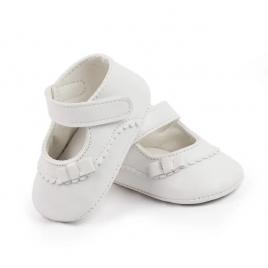 Pantofiori albi cu fundita - bella (marime disponibila: 3-6 luni (marimea 18