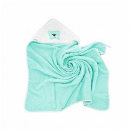 Prosop de baie, bocioland, cu gluga,100% bumbac, 80x80 cm, teddy bear, turquoise
