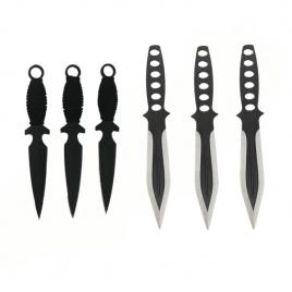 Set 3 cutite de aruncat ballistic blades si trei cutite de aruncat, black fury, ideallstore®, otel inoxidabil