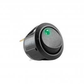 Comutator basculant on-off cu retinere 1 contact 12v cu led verde incastrare 20 mm
