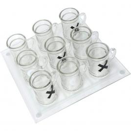 Joc x si o flippy, cu mini halbe din sticla, 25 x 25 cm, pentru petreceri, decor, cadouri, transparent