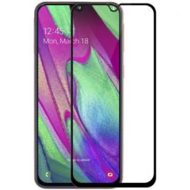 Folie de sticla FULL GLUE pentru Samsung Galaxy A40 GloMax 3D Negru lipici pe toata suprafata