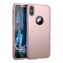 Husa Full Cover  360(fata + spate + folie sticla) pentru iPhone X Rose Gold