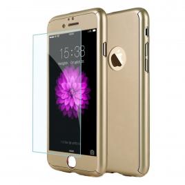 Husa Full Cover  360(fata + spate + geam sticla) pentru iPhone 6 / 6S Gold