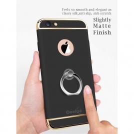 Husa de protectie pentru iPhone 6/6S Luxury Black Plated cu Inel de sustinere