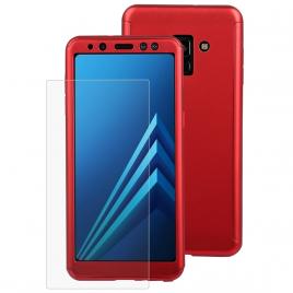 Husa protectie pentru Samsung Galaxy A8 2018 FullBody Rosu acoperire completa  360grade cu folie de protectie gratis