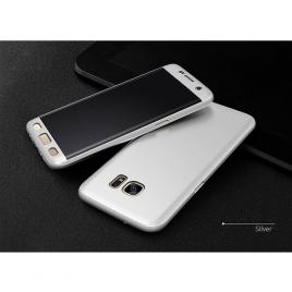 Husa protectie pentru Samsung Galaxy S7 Edge Argintiu Fullbody fata-spate folie de protectie gratis