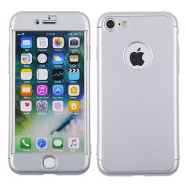 Husa protectie pentru iPhone 7 Argintiu Fullbody fata-spate cu folie de sticla gratis