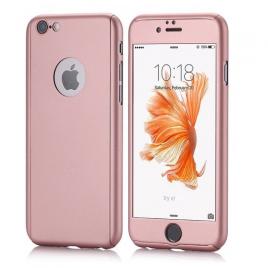 Husa protectie pentru iPhone 7 Rose-Auriu Fullbody fata-spate cu folie de sticla gratis