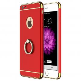 Pachet husa de protectie pentru iPhone 6+ Luxury Red Plated cu Inel de sustinere si folie gratis