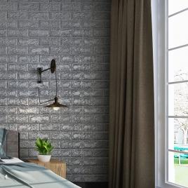 Tapet 3D Silver design perete modern din caramida in relief Autoadeziv 77x70 cm