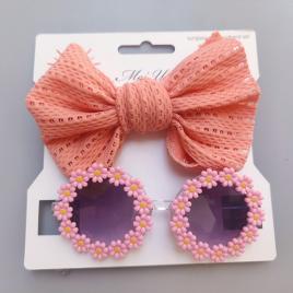 Set bentita si ochelari de soare - pink daisy (marime disponibila: 12-18 luni