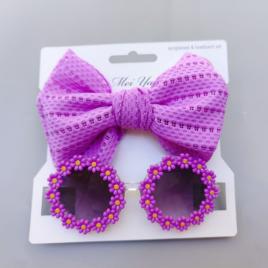 Set bentita si ochelari de soare - purple daisy (marime disponibila: 12-18 luni