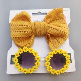 Set bentita si ochelari de soare - yellow daisy (marime disponibila: 12-18 luni