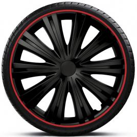 Set capace roti, 15 inch, negre cu margine rosie giga r, mega drive