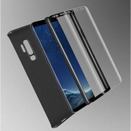 Husa GloMax FullBody Negru pentru Samsung Galaxy S9 Plus cu folie de sticla inclusa