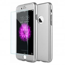 Husa GloMax FullBody Silver pentru Apple iPhone 7 Plus cu folie de sticla inclusa