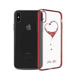 Husa GloMax pentru Apple iPhone X design Cristale Swarovski - Red