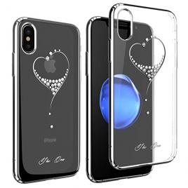 Husa GloMax pentru Apple iPhone X design Cristale Swarovski - Silver