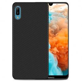 Husa pentru Huawei Y7 2019 GloMax Perfect Fit cu insertii de carbon negru