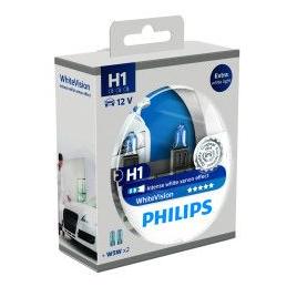 Set 2 Becuri auto cu halogen pentru far Philips H1 White Vision 12V 55W
