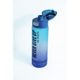 Sticla de Apa Inspirationala pentru Fitness sau Camping, 1L - Mesaj Motivational NeverGiveUp, Culoare Albastru/Mov