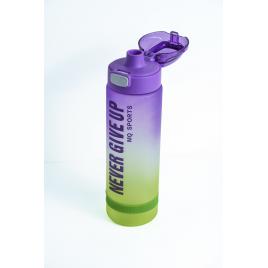 Sticla de Apa Inspirationala pentru Fitness sau Camping, 1L - Mesaj Motivational NeverGiveUp, Culori Violet/Verde