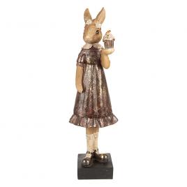Figurina iepuras girl paste polirasina maro 9x8x28 cm