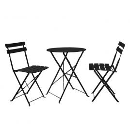 Set masa scaune gradina otel negru obax 59.5x59.5x71 cm, 42x51x81 cm