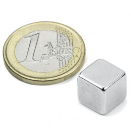 Magnet puternic neodim cub 10x10mm cu suprafata nichelata