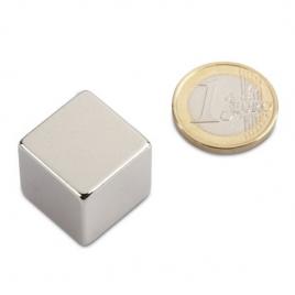 Magnet puternic neodim cub 20x20mm cu suprafata nichelata