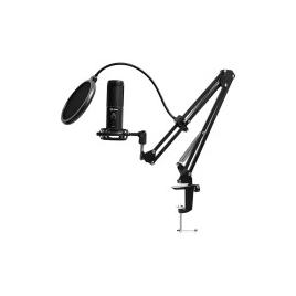 Lorgar voicer 931, gaming microphone, black, usb condenser microphone with boom
