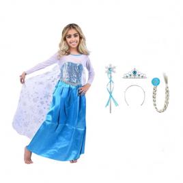 Set rochie si trei accesorii elsa frozen, ideallstore®, 3-5  ani, carnaval