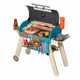 Set de joaca din lemn cu accesorii grill si pizza