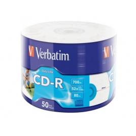 Verbatim cd-r 52x inkjet print 700mb 50 pack wrap extra protection