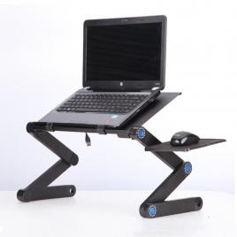 Masa pentru laptop cu suport mouse si orificii pentru aerisire, aluminiu,