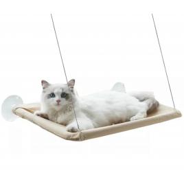 Hamac pentru pisicute cu prindere pe geam, bej, 55 x 32 cm, greutate maxim