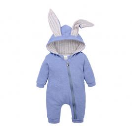 Salopeta bleu pentru bebelusi - iepurila (marime disponibila: 9-12 luni