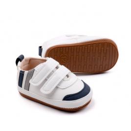 Pantofiori albi pentru baietei - sun (marime disponibila: 3-6 luni (marimea 18