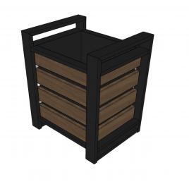 Cos de gunoi pentru gradina Y-01 Structura din otel inoxidabil si lemn brad 500 x 400 x 660(580) mm
