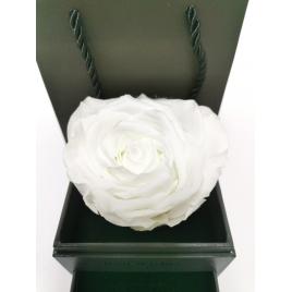 Cutie pentru bijuterii cu trandafir criogenat 8cm alb, 9x9x10 cm
