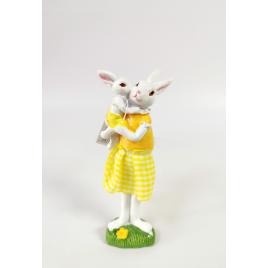 Figurina de rasina iepuri galbeni -14cm