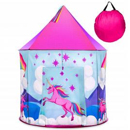 Cort de joaca pentru fetite malplay unicorn curcubeu, cu fereastra