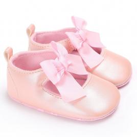 Pantofiori cu fundita drool (culoare: roz, marime: 12-18 luni)