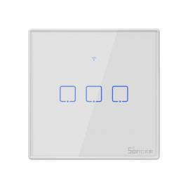 Intrerupator smart  cu touch wifi + rf 433 sonoff t2 eu tx, (3 canale)