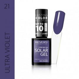 Lac de unghii solar gel, revers, 12 ml, mov , nr 21, ultra violet