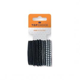 Set 12 bucati elastic de par top choice, alb-negru, tc22340